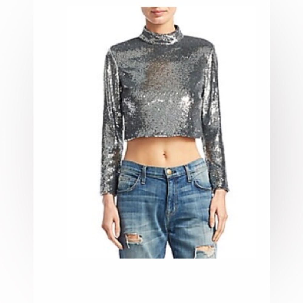 NWT A.L.C. Keegan Top, Crop Silver Sequin, size 0
